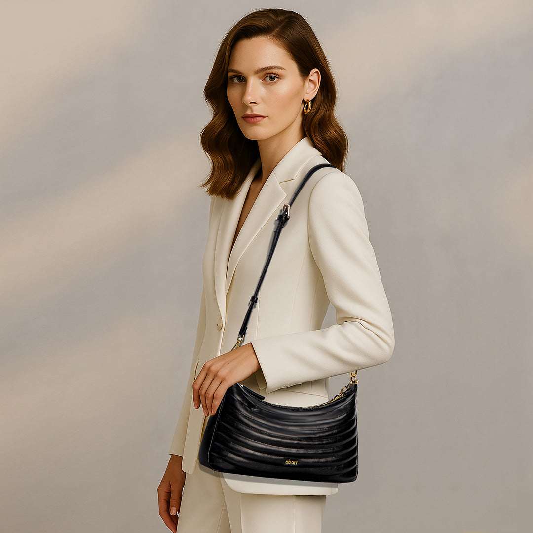 LUNE Black Crescent Handbag