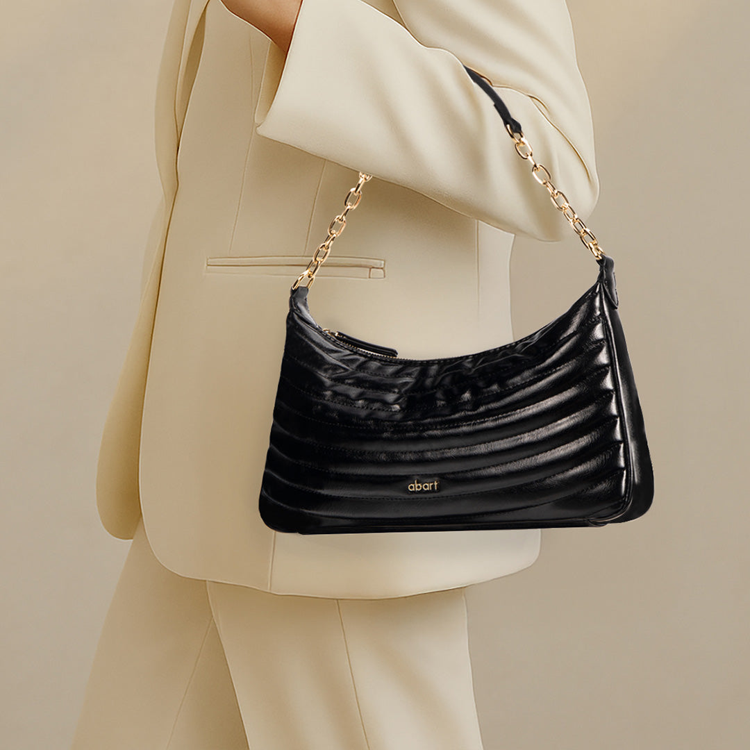LUNE Black Crescent Handbag