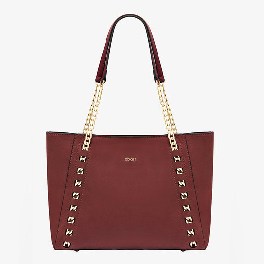 Garnet Red Suede Tote Bag