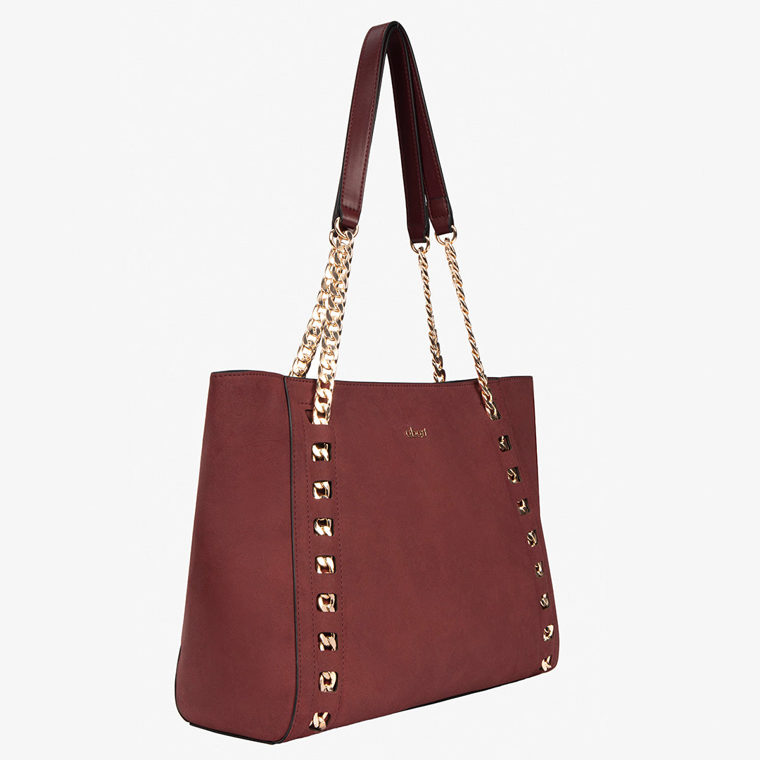 Garnet Red Suede Tote Bag