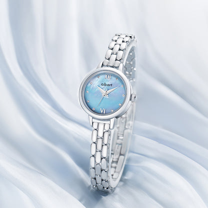 Mini blue Mother Of Pearl Watch, Silver Colour