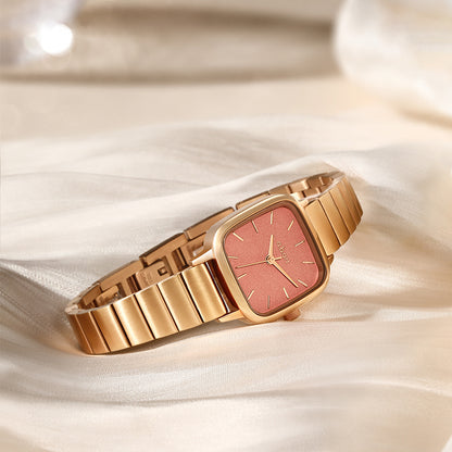 Pink Coral Dial Watch, Rose Gold Colour