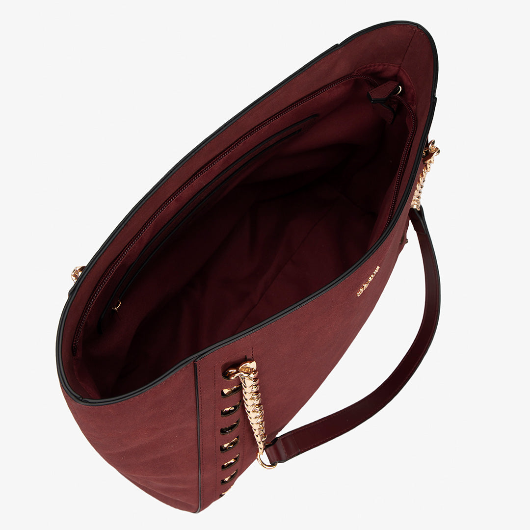 Garnet Red Suede Tote Bag