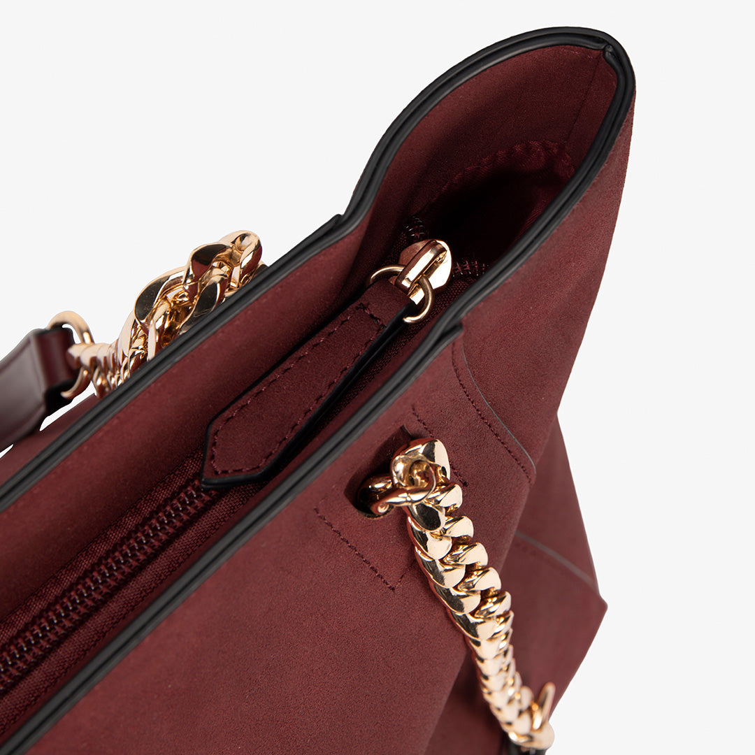Garnet Red Suede Tote Bag