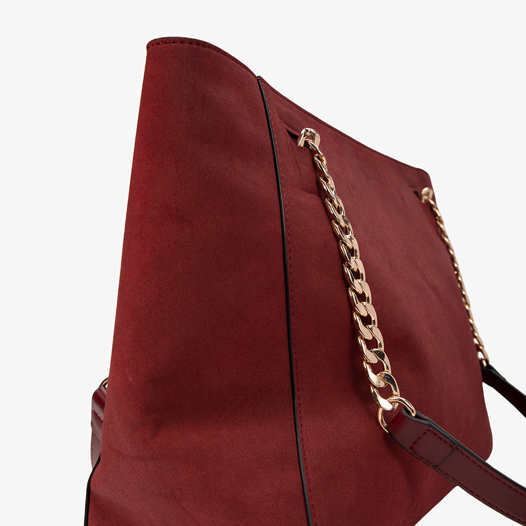 Garnet Red Suede Tote Bag