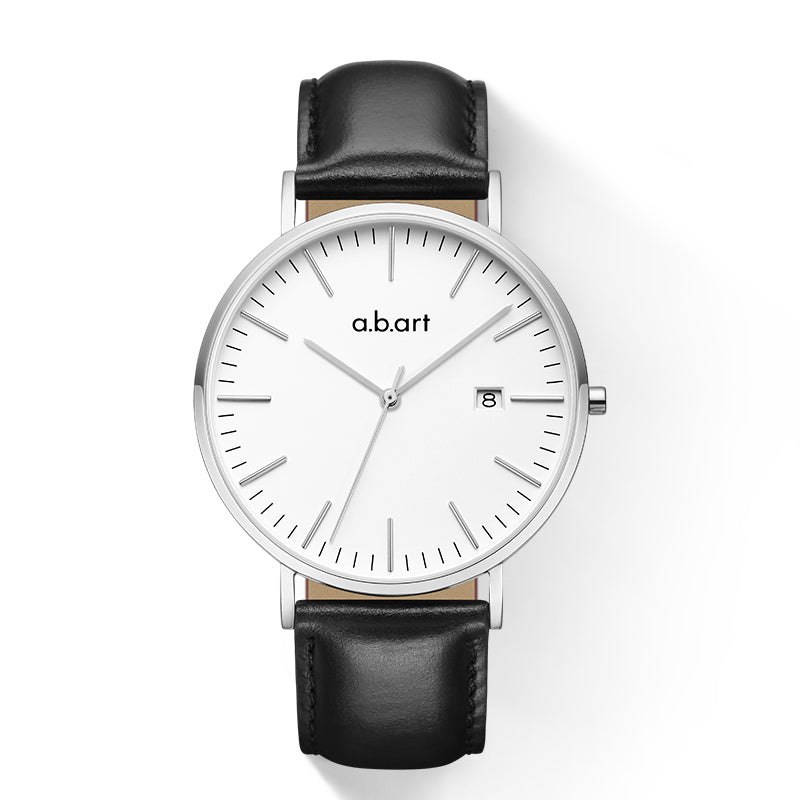 Strap 20 mm Leather Black, Silver Colour