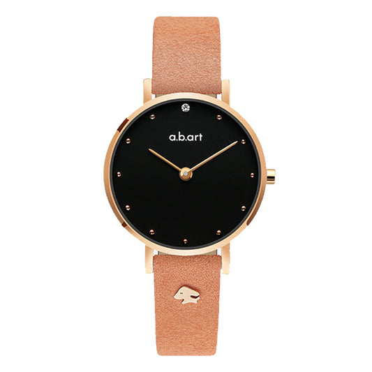 a.b.art FQ Series Brown Leather Strap Black Dial Women's Watch