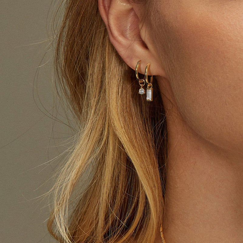 a.b.art Drop Earrings with Rectangular Clear Crystal Pendant