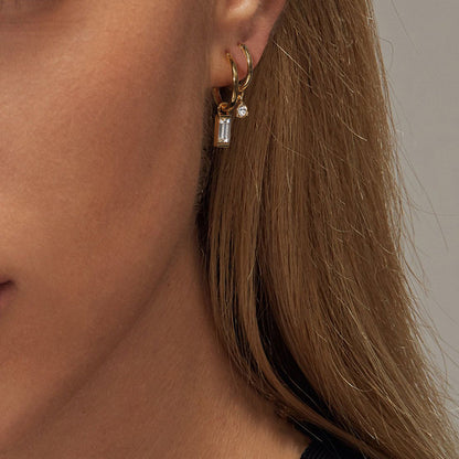 a.b.art Drop Earrings with Rectangular Clear Crystal Pendant