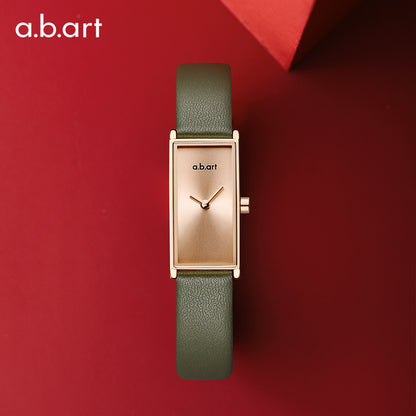 a.b.art I Series Retro Green Leather Strap Women's Watch I503