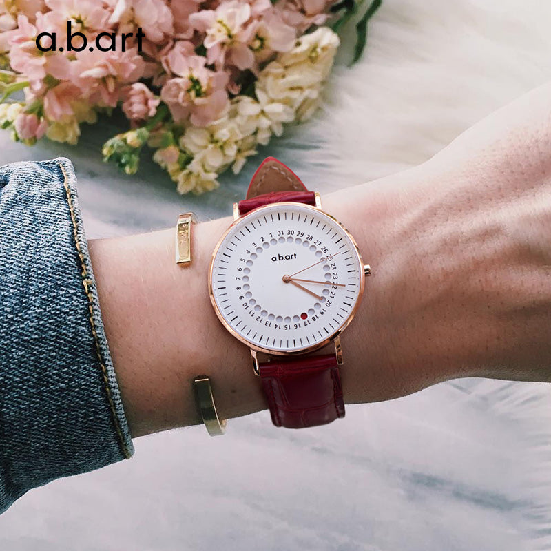 a.b.art FD Series Red Leather Women's Watch