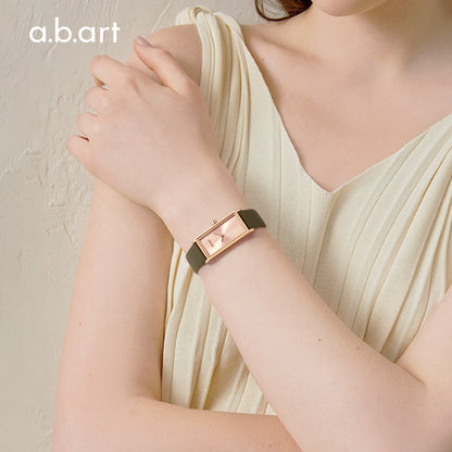 a.b.art I Series Retro Green Leather Strap Women's Watch I503