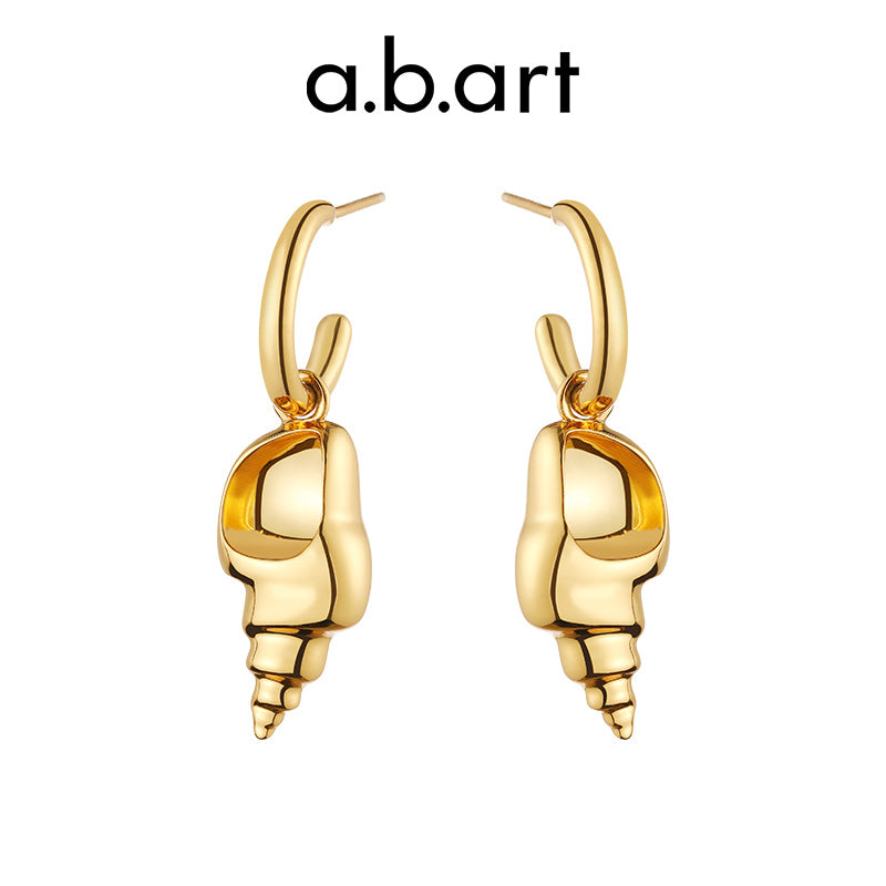 a.b.art 18K Gold Plated Drop Earrings with Small Conch Shape Design