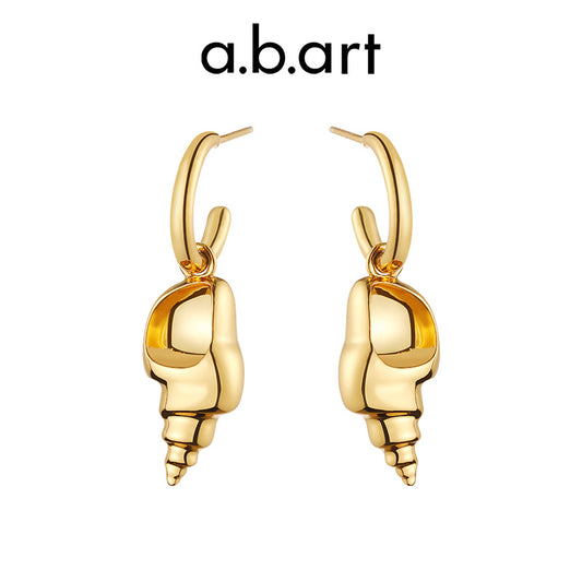 a.b.art 18K Gold Plated Drop Earrings with Small Conch Shape Design