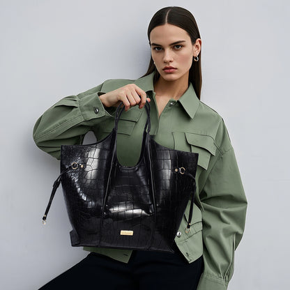 Regal Croco Black Tote Bag