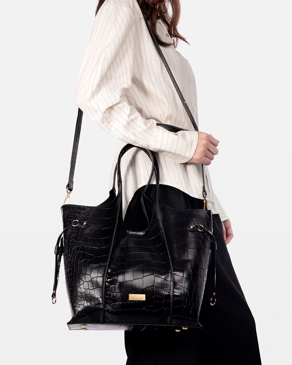 Regal Croco Black Tote Bag