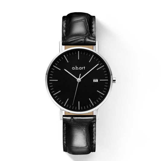 Minimalist Black Dial with Leather Strap Men's Watch