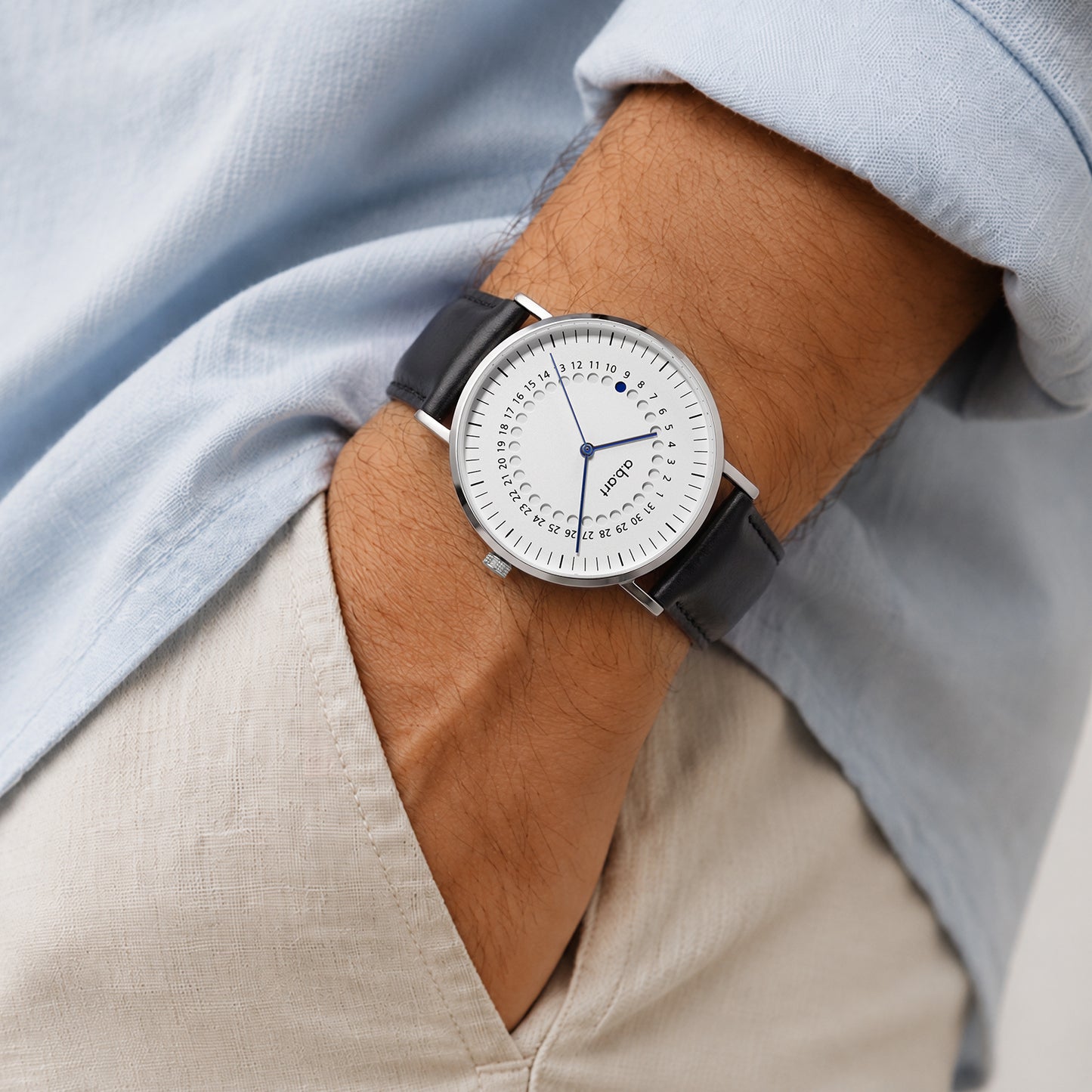 Freiburg 101 – Jumping Date Leather Watch · Swiss Ronda 715 (Swiss Parts) · Sapphire · 41mm