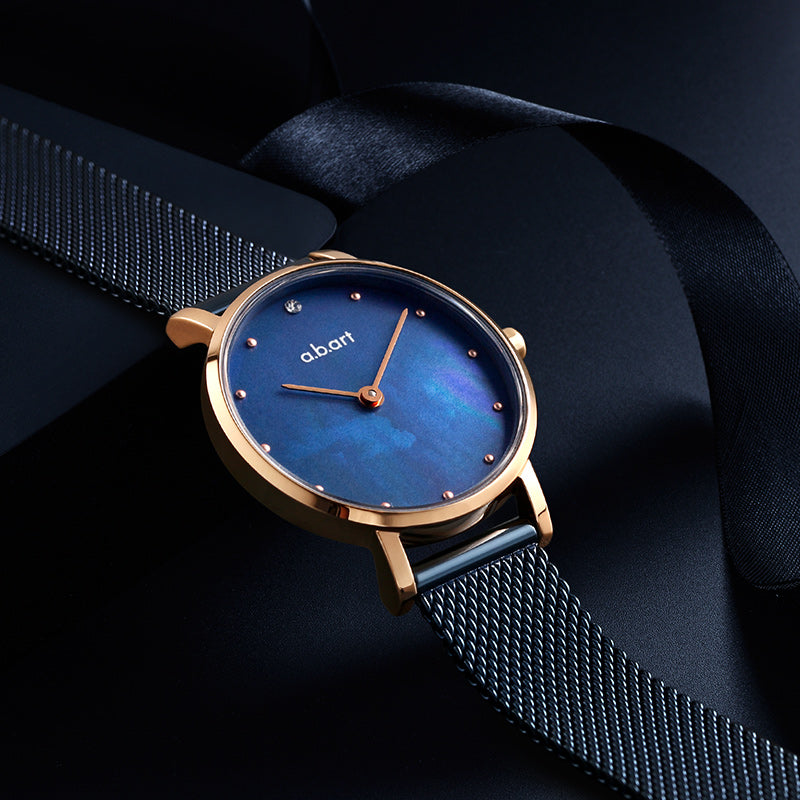 Elegant Aurora Blue Stainless Steel Women's Watch
