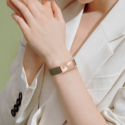 Chic Petite Rose Gold Dial Watch, Green Colour