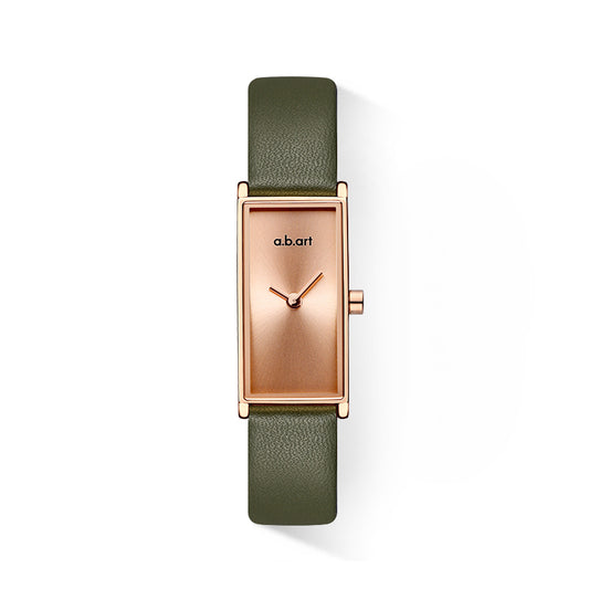 Chic Petite Rose Gold Dial Watch, Green Colour