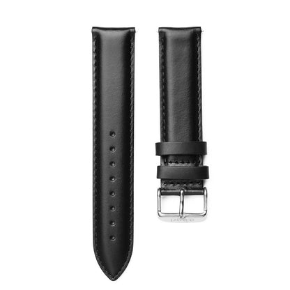 Strap 18 mm Leather Black, Silver Colour