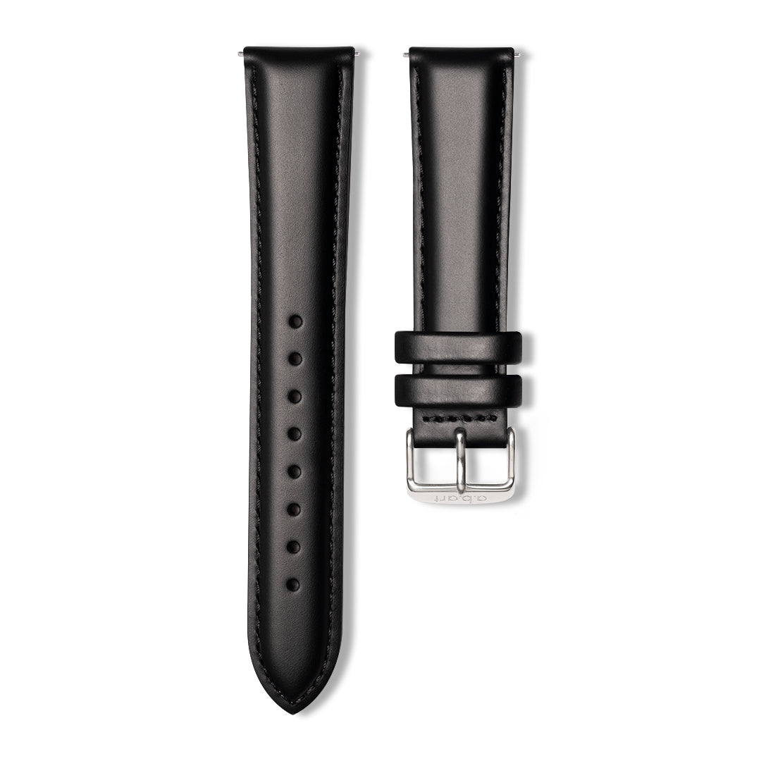 Strap 21 mm Leather Black, Silver Colour