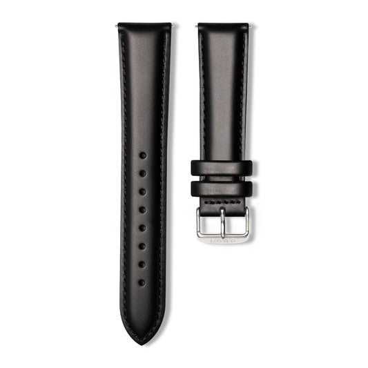 Strap 21 mm Leather Black, Silver Colour