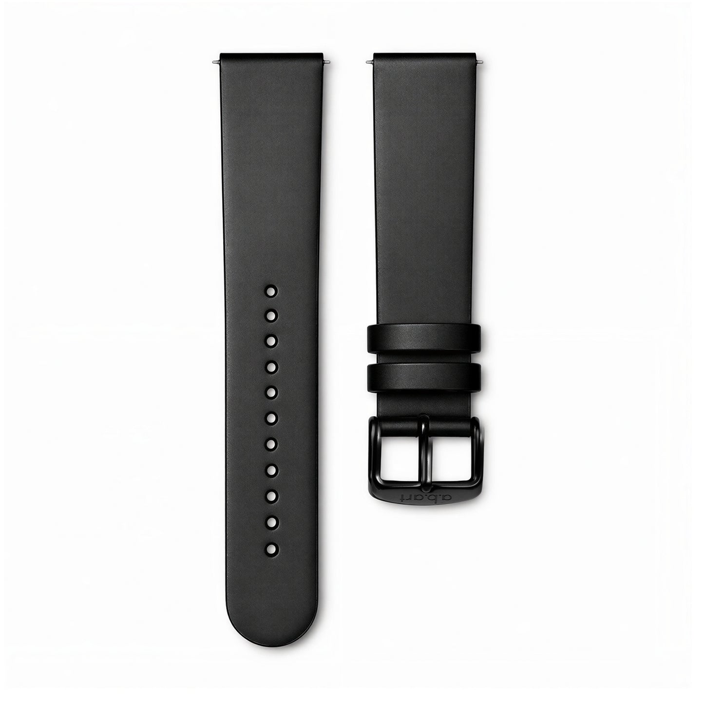 Strap 20 mm Leather Black, Black Buckle