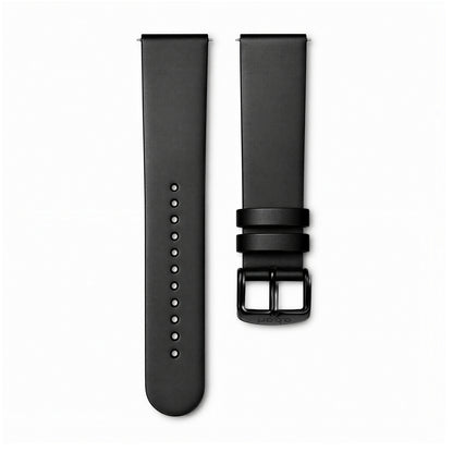 Strap 20 mm Leather Black, Black Buckle
