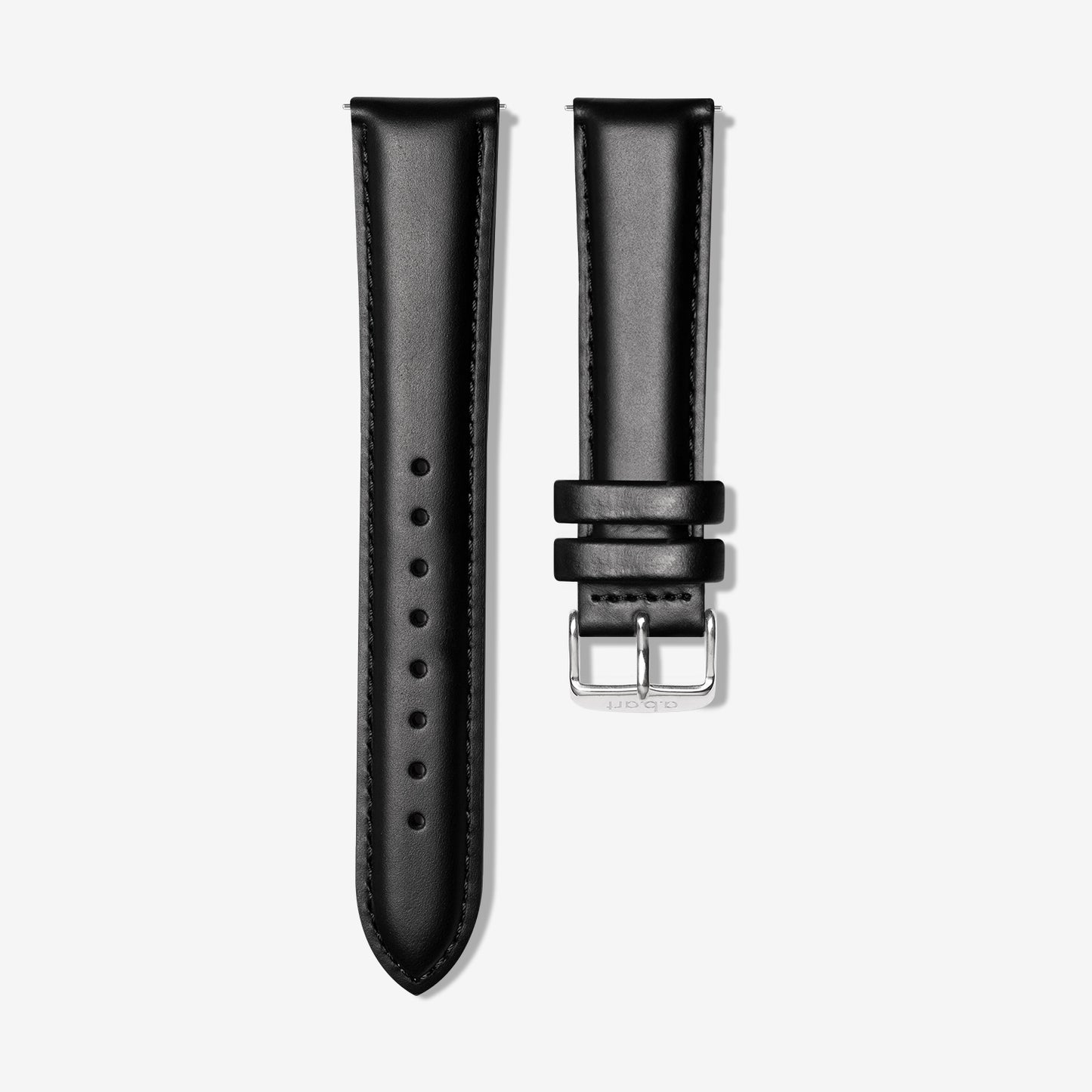 Strap 21 mm Leather Black, Silver Colour