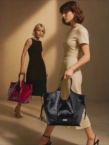 Regal Croco Black Tote Bag