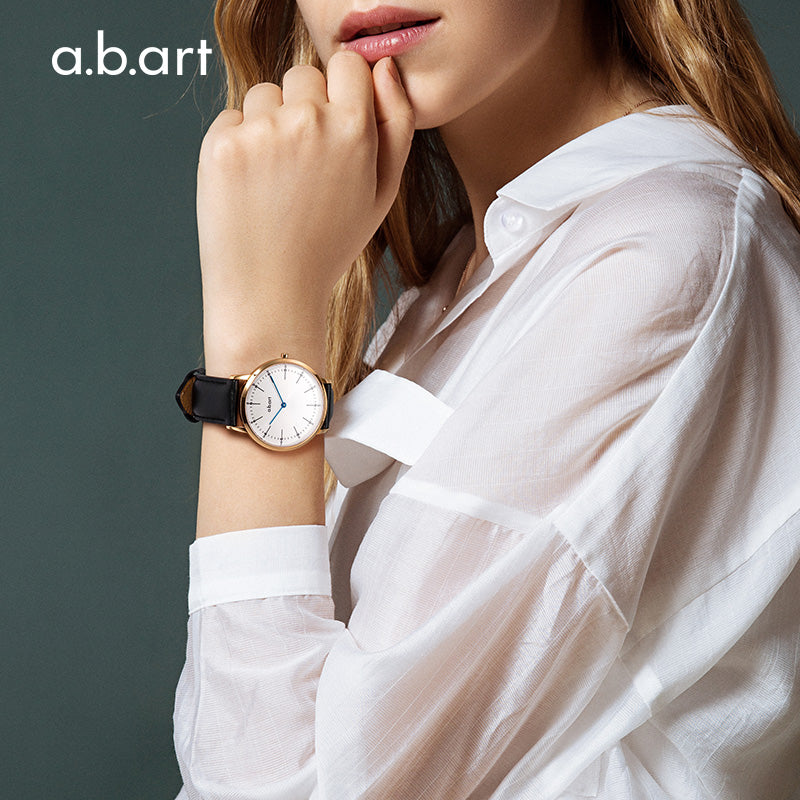 a.b.art FL Series Black Leather Strap Watches for Women