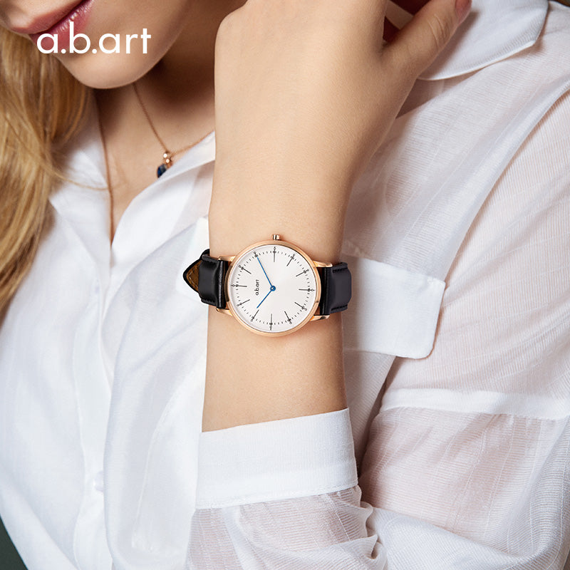 a.b.art FL Series Black Leather Strap Watches for Women